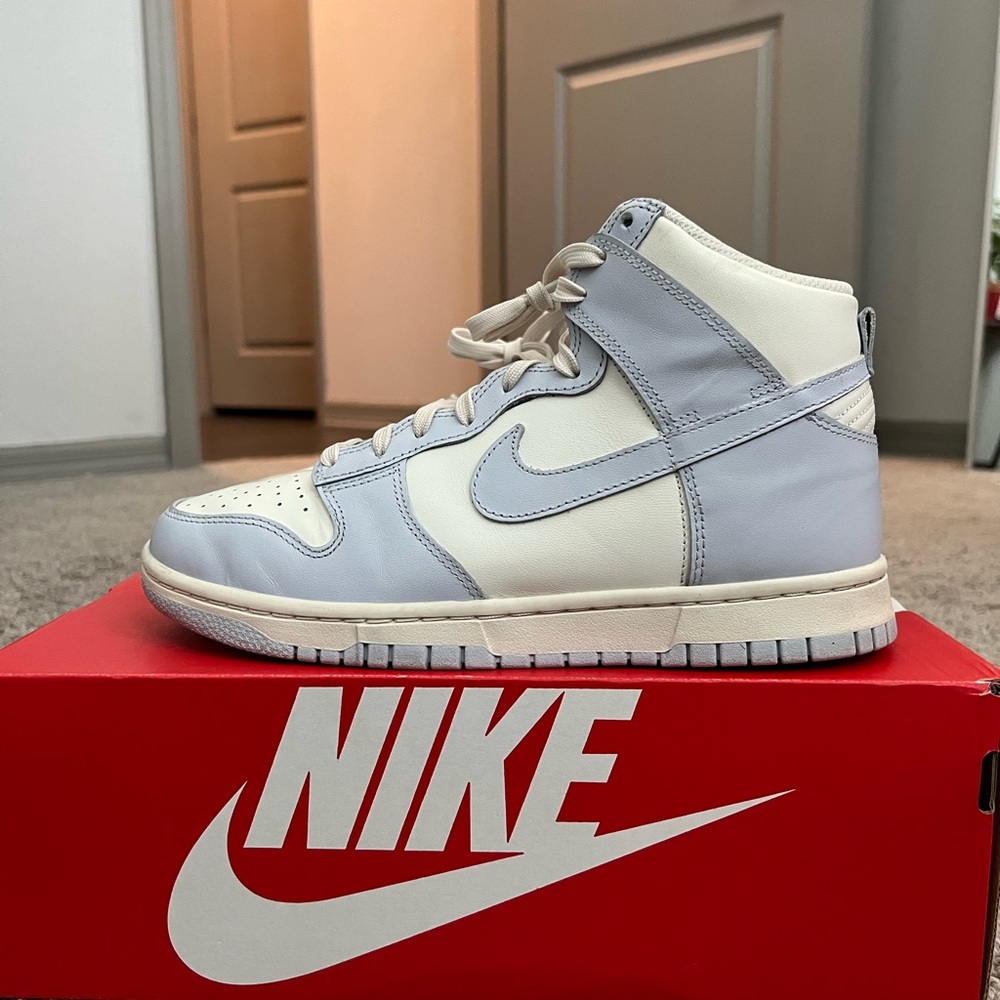 Football Grey Women’s Dunk Highs, no original box, comes with crease guards